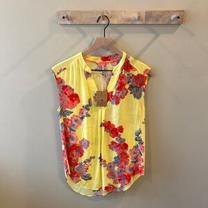 Floral Yellow and Red Women's Top